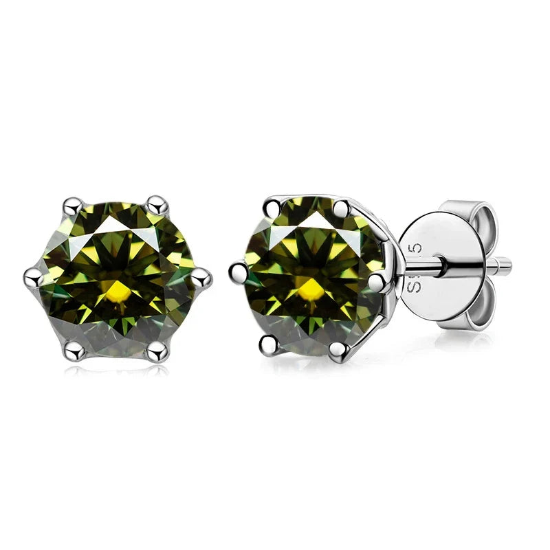 VVS D Color Russian Cut Moissanite Stud Earrings 1/2/4 CT S925 Sterling Silver