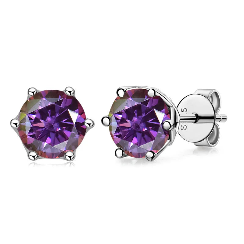 VVS D Color Russian Cut Moissanite Stud Earrings 1/2/4 CT S925 Sterling Silver