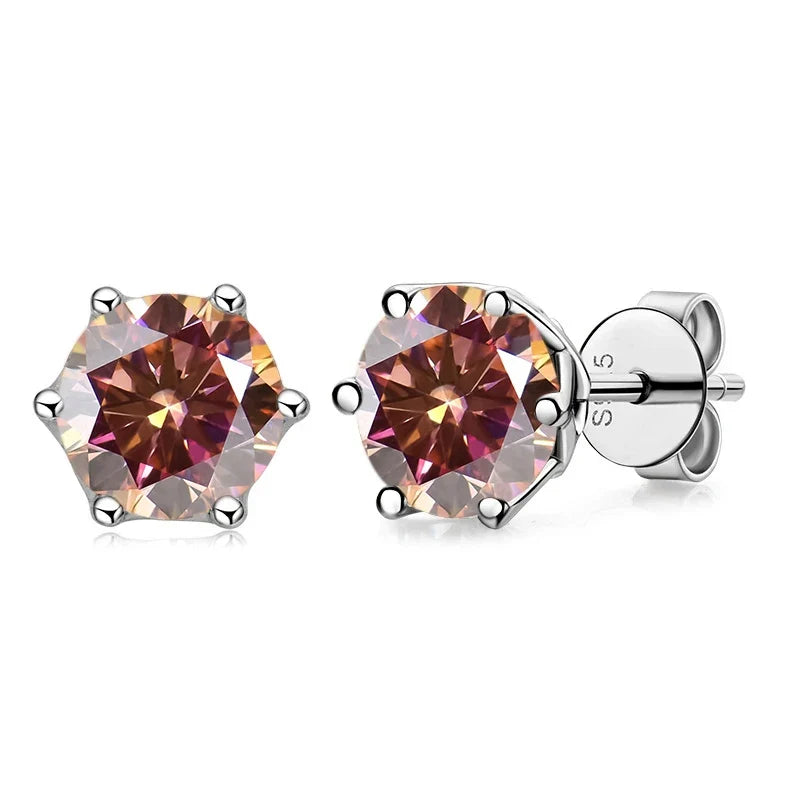 VVS D Color Russian Cut Moissanite Stud Earrings 1/2/4 CT S925 Sterling Silver
