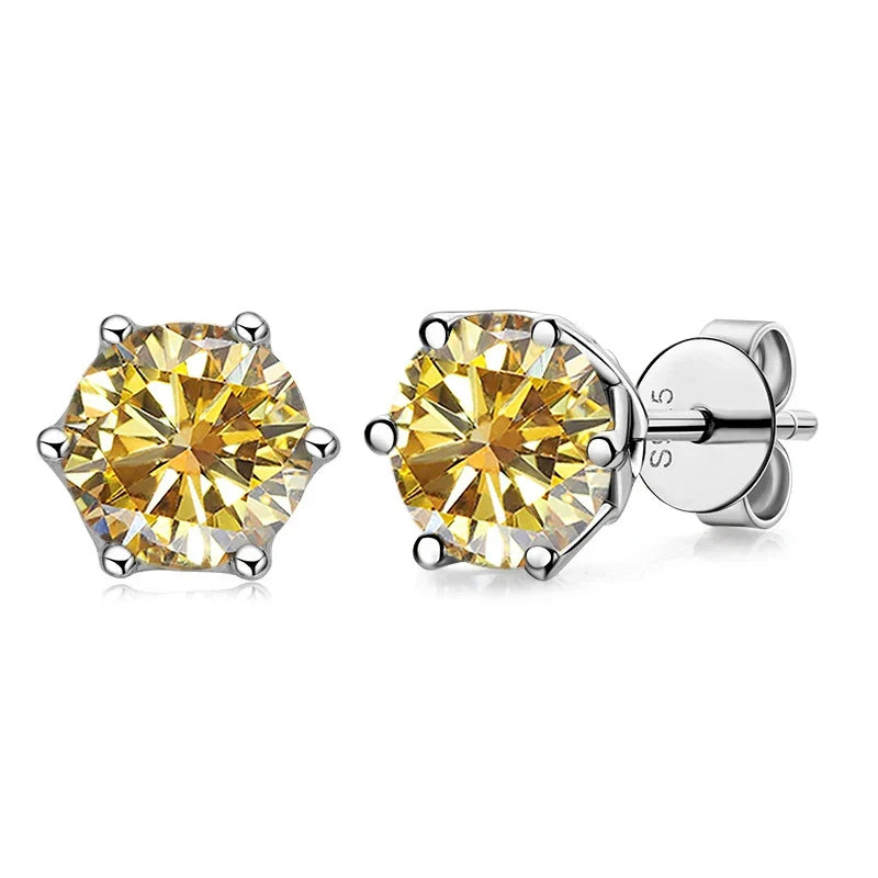 VVS D Color Russian Cut Moissanite Stud Earrings 1/2/4 CT S925 Sterling Silver