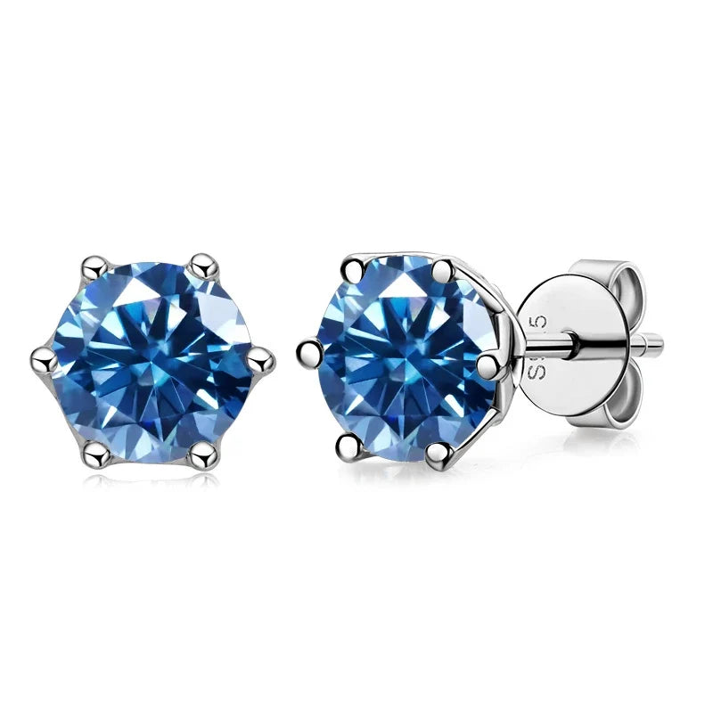 VVS D Color Russian Cut Moissanite Stud Earrings 1/2/4 CT S925 Sterling Silver