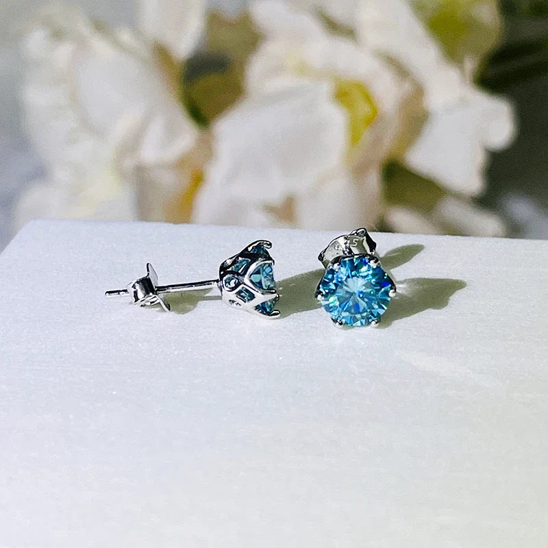 VVS D Color Russian Cut Moissanite Stud Earrings 1/2/4 CT S925 Sterling Silver