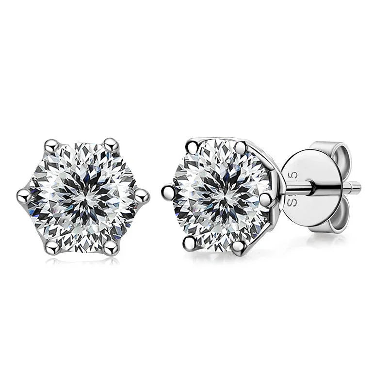 VVS D Color Russian Cut Moissanite Stud Earrings 1/2/4 CT S925 Sterling Silver