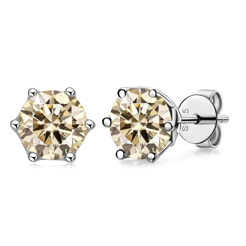 VVS D Color Russian Cut Moissanite Stud Earrings 1/2/4 CT S925 Sterling Silver