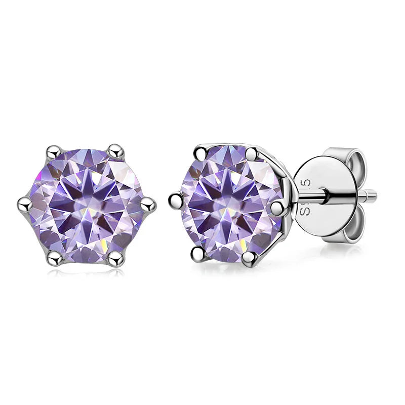 VVS D Color Russian Cut Moissanite Stud Earrings 1/2/4 CT S925 Sterling Silver