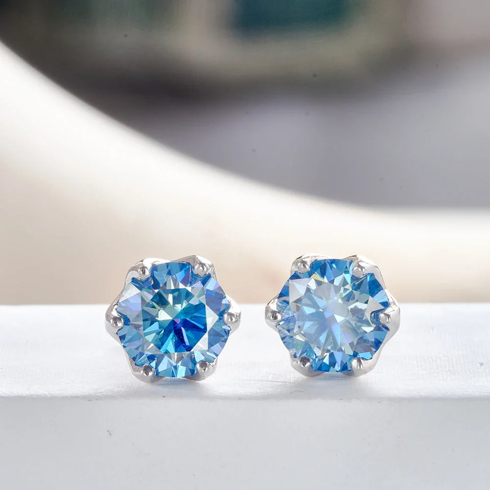 VVS D Color Russian Cut Moissanite Stud Earrings 1/2/4 CT S925 Sterling Silver