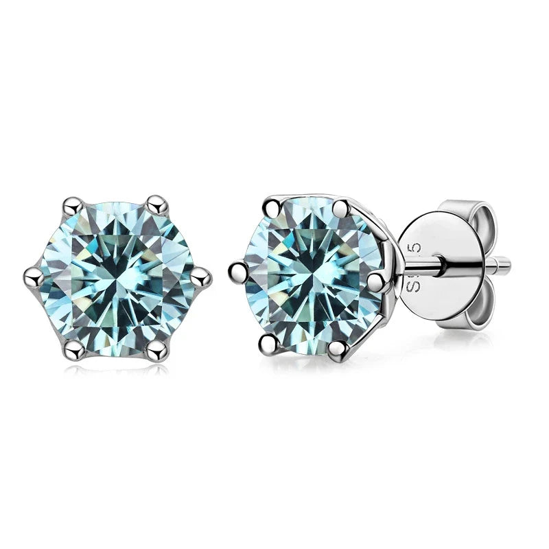 VVS D Color Russian Cut Moissanite Stud Earrings 1/2/4 CT S925 Sterling Silver