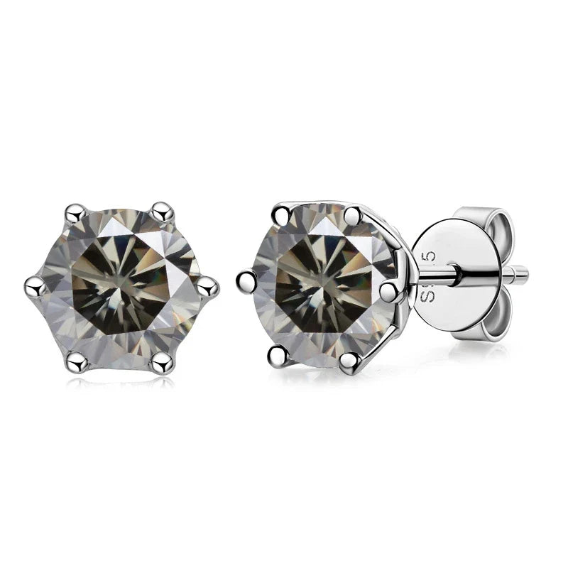 VVS D Color Russian Cut Moissanite Stud Earrings 1/2/4 CT S925 Sterling Silver