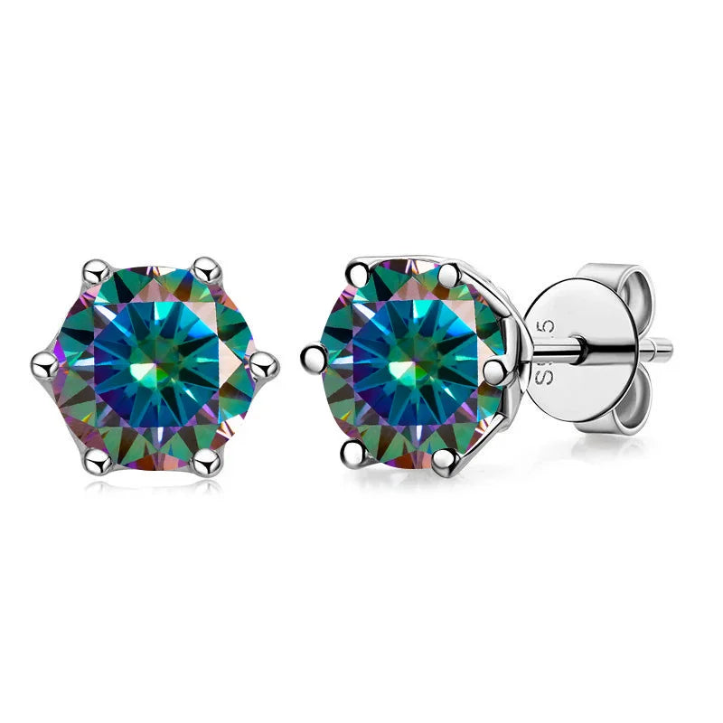 VVS D Color Russian Cut Moissanite Stud Earrings 1/2/4 CT S925 Sterling Silver