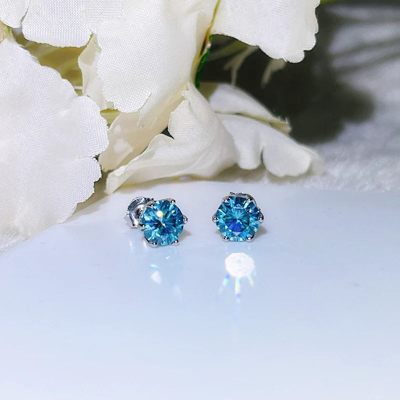 VVS D Color Russian Cut Moissanite Stud Earrings 1/2/4 CT S925 Sterling Silver