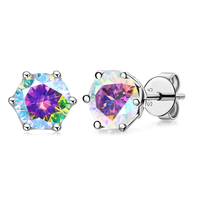 VVS D Color Russian Cut Moissanite Stud Earrings 1/2/4 CT S925 Sterling Silver