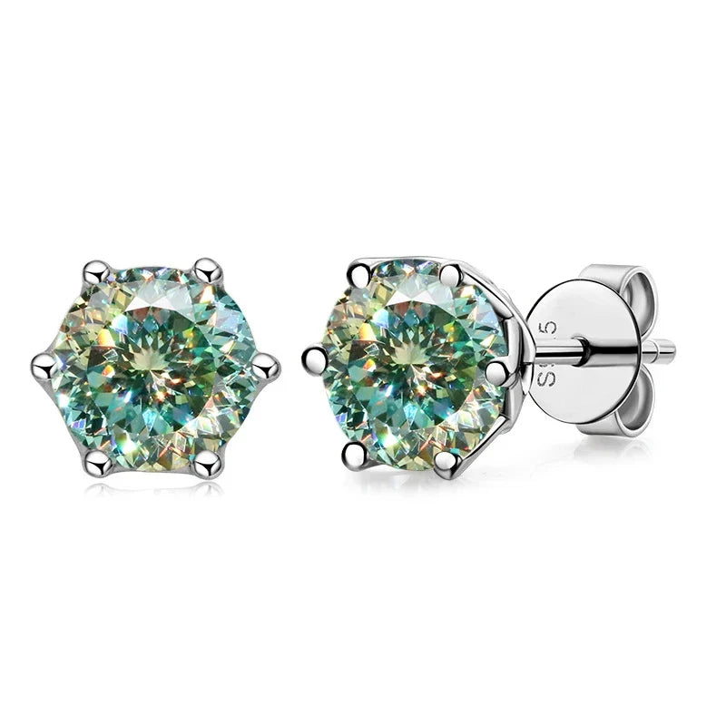 VVS D Color Russian Cut Moissanite Stud Earrings 1/2/4 CT S925 Sterling Silver