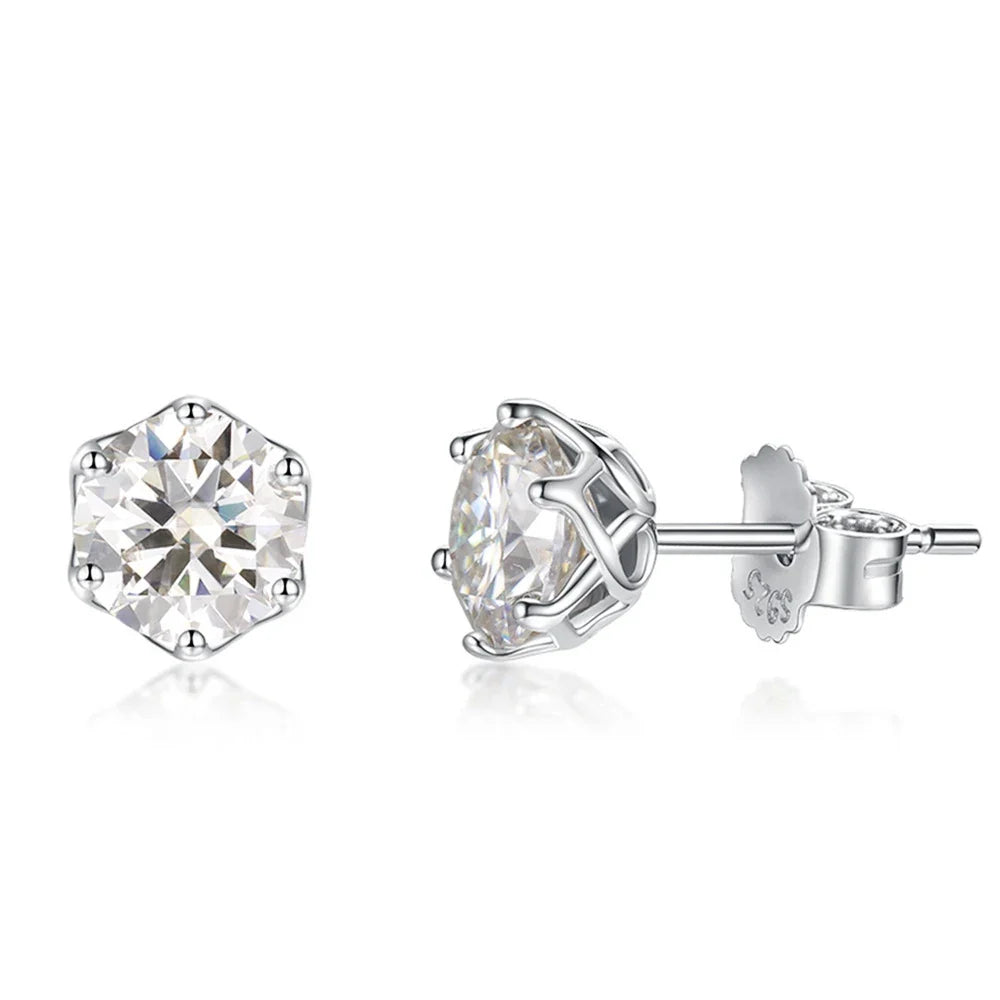VVS D Color Russian Cut Moissanite Stud Earrings 1/2/4 CT S925 Sterling Silver
