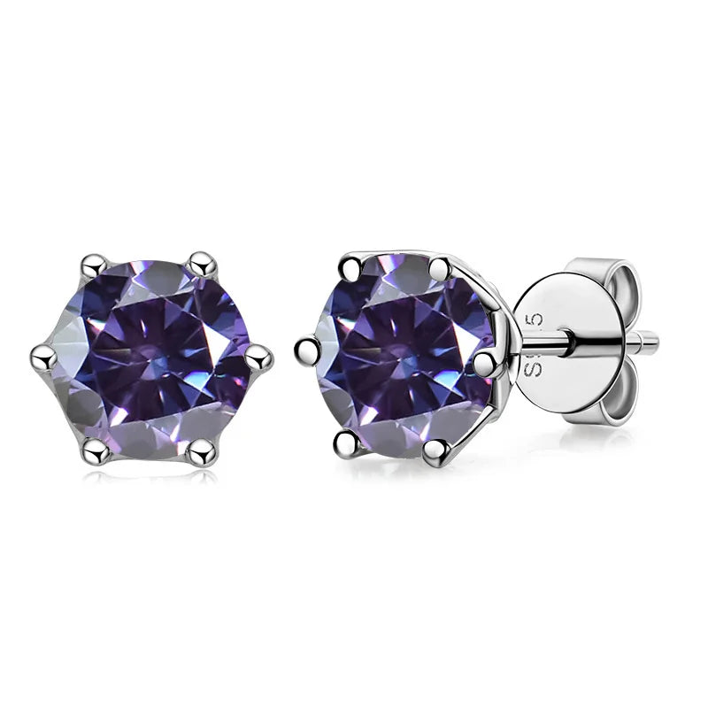 VVS D Color Russian Cut Moissanite Stud Earrings 1/2/4 CT S925 Sterling Silver