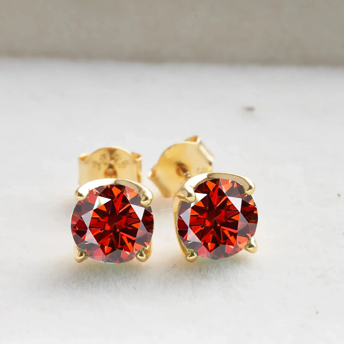 VVS D Moissanite Stud Earrings 925 Sterling Silver 18K Gold Plated Wedding