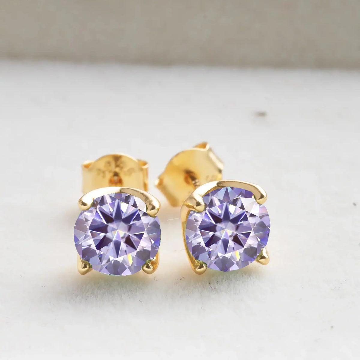 VVS D Moissanite Stud Earrings 925 Sterling Silver 18K Gold Plated Wedding