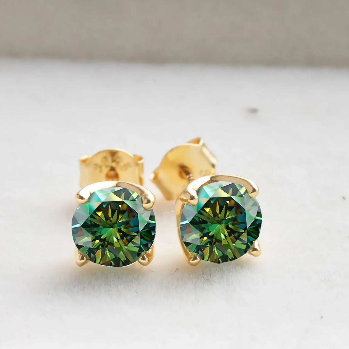 VVS D Moissanite Stud Earrings 925 Sterling Silver 18K Gold Plated Wedding
