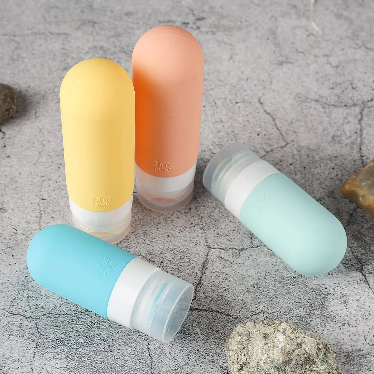 The EASY PACK TSA-Approved Reusable Silicone Travel Bottles Set with Case – 16 pcs