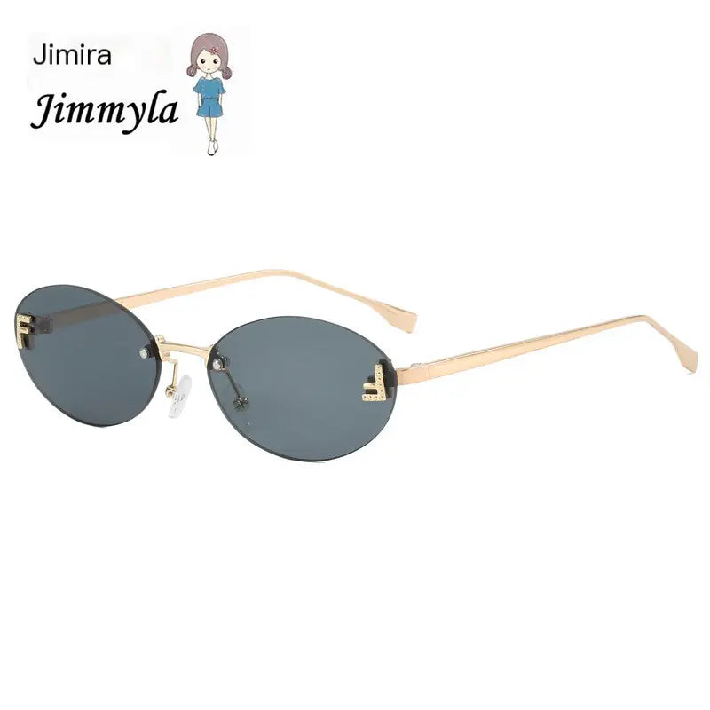 Trendy Women's Oval Metal Sunglasses by F Brand