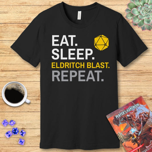 Camiseta de clase Hechicero – "Come, duerme, Explosión arcana, Repite"