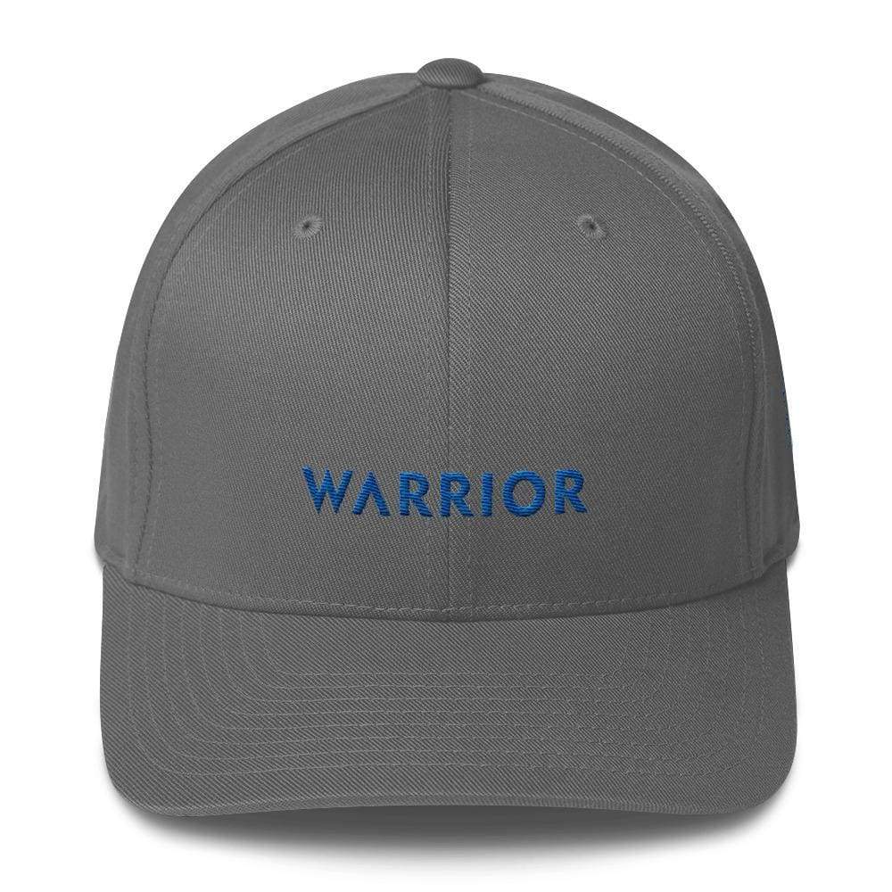 Warrior & Colon Cancer Awareness Fitted Twill Baseball Hat with Dark Blue Ribbon