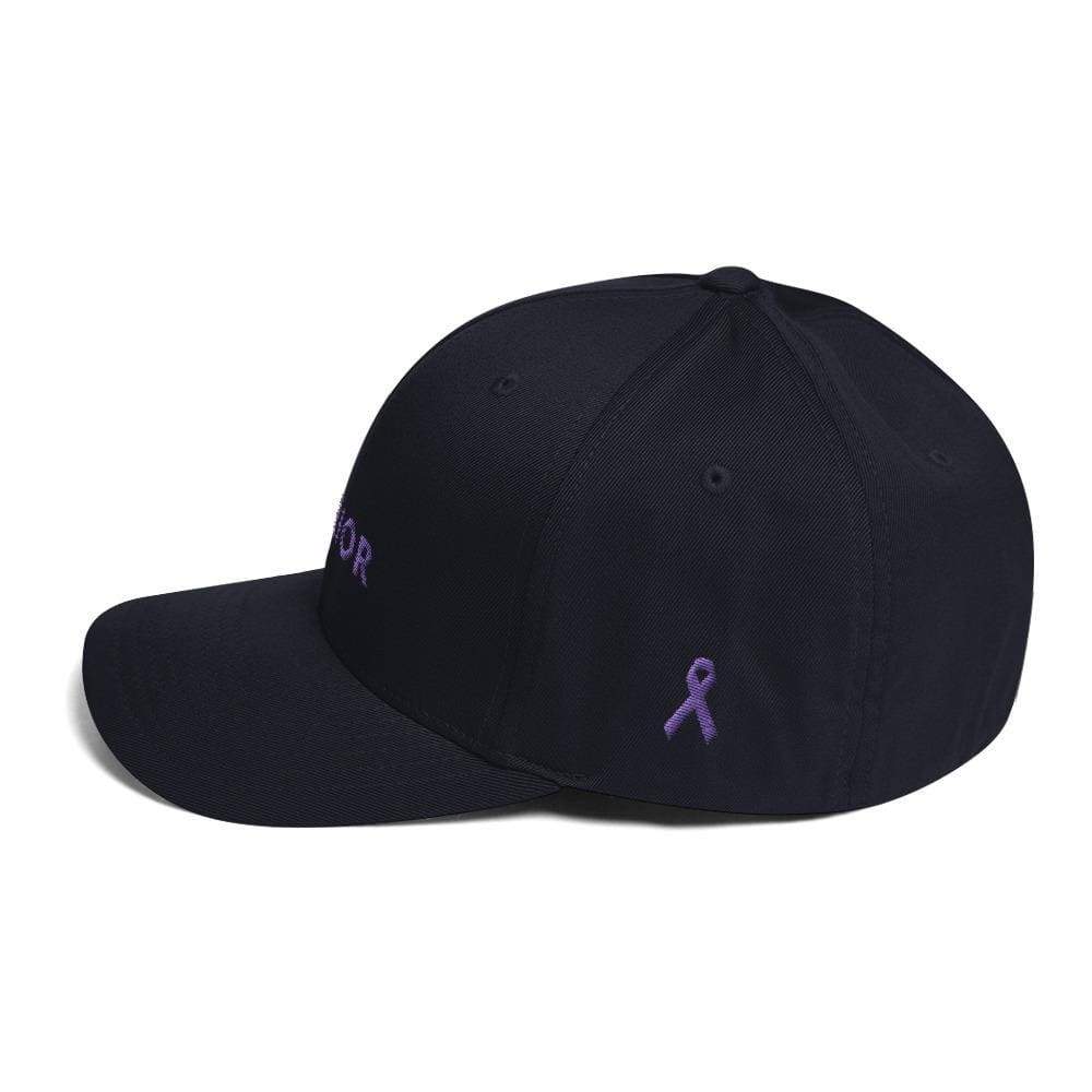 Gorra Ajustada de Sarga con Cinta Morada y Diseño Guerrero