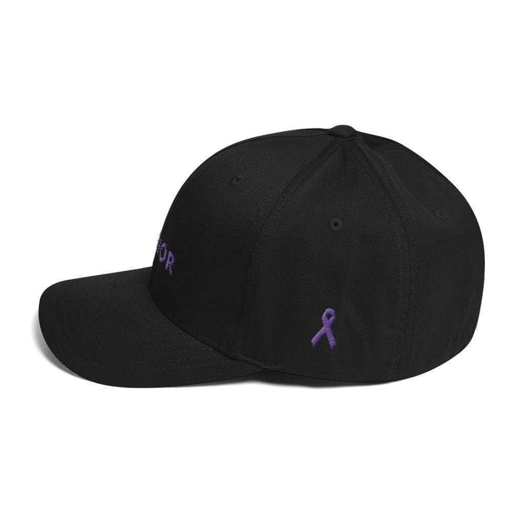 Gorra Ajustada de Sarga con Cinta Morada y Diseño Guerrero