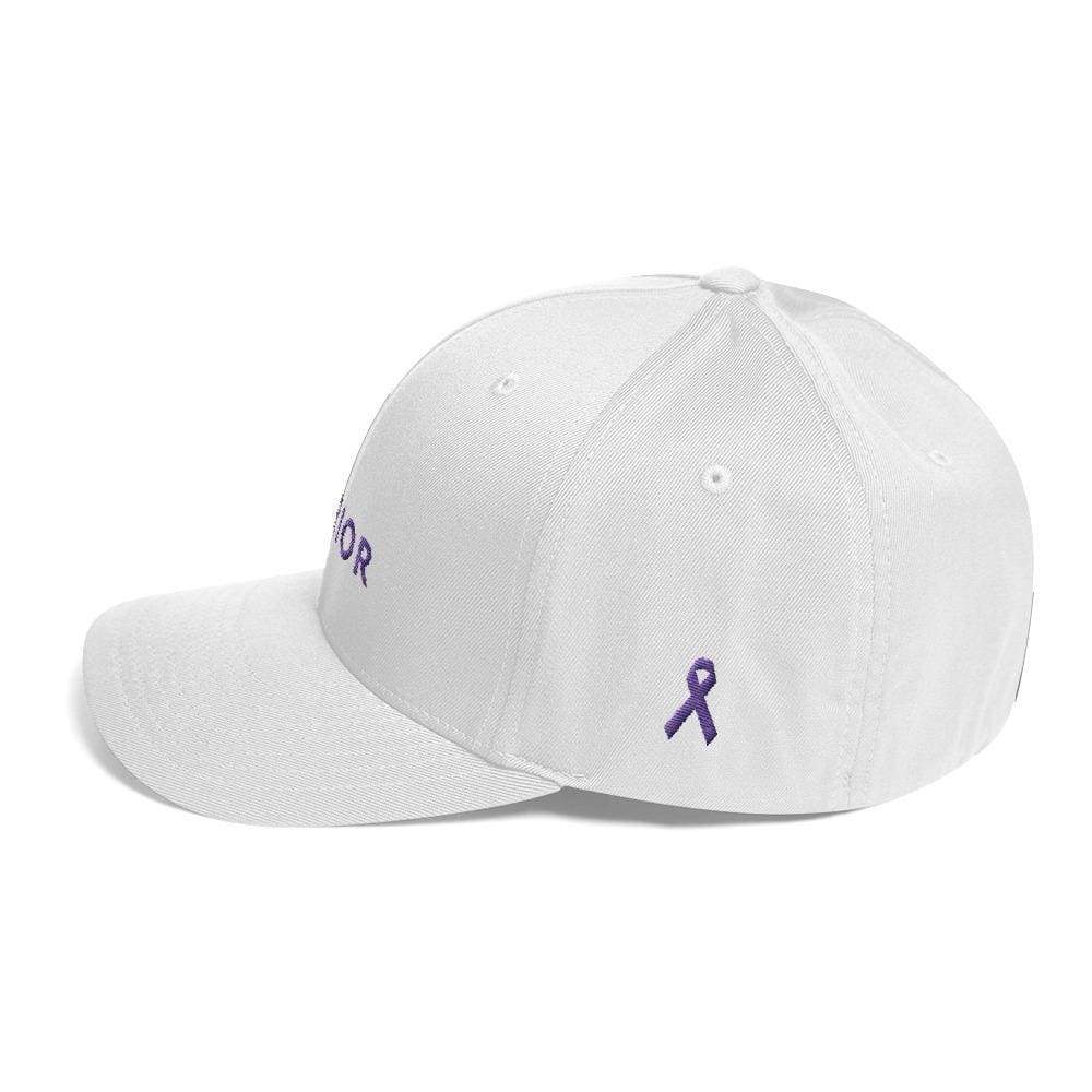 Gorra Ajustada de Sarga con Cinta Morada y Diseño Guerrero
