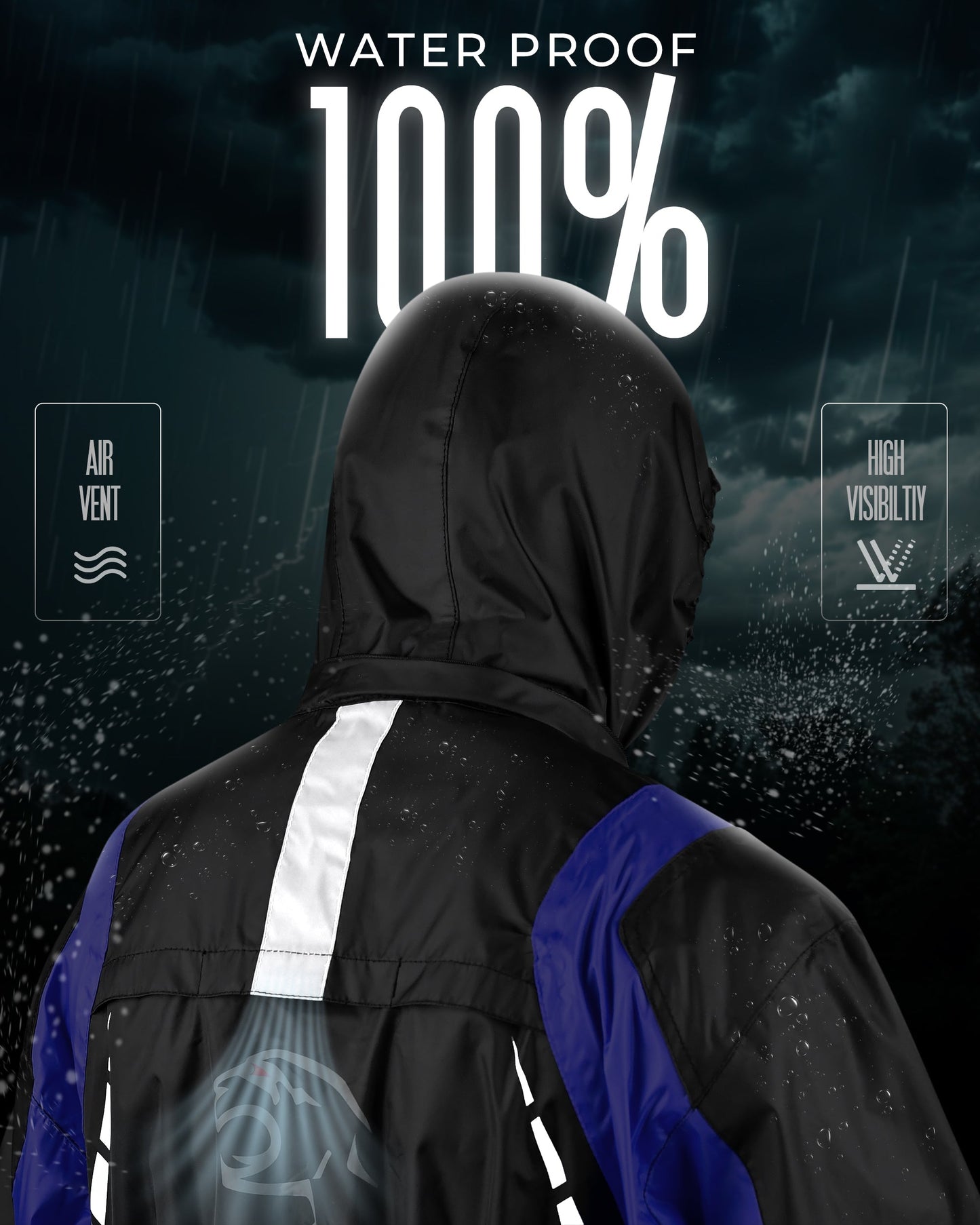 Traje de lluvia JAG Rainmaster para hombres y mujeres (negro/azul)