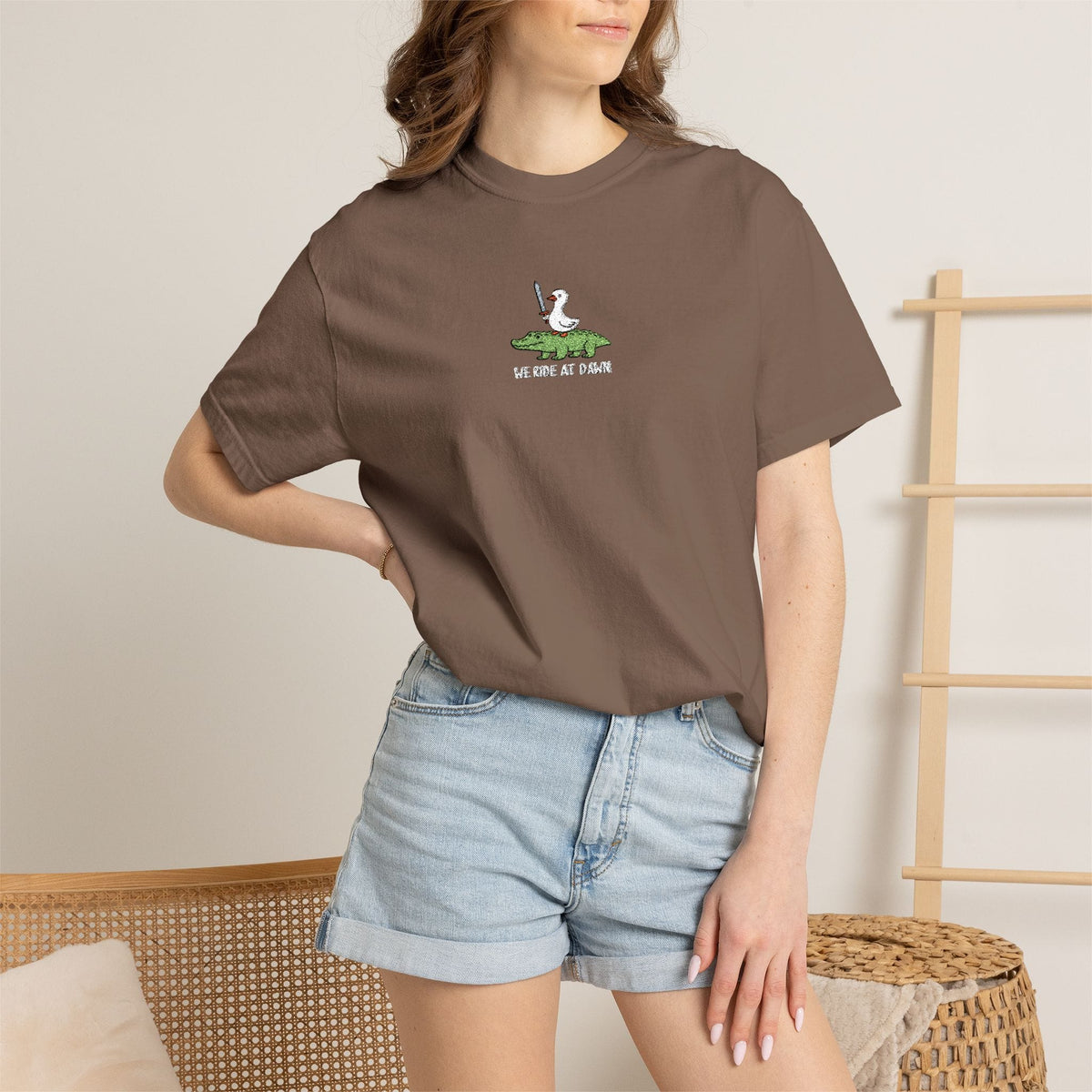 We Ride at Dawn Embroidery T-Shirt - Comfort Colors
