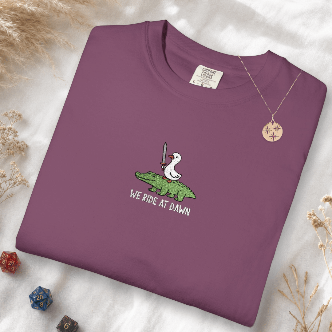 We Ride at Dawn Embroidery T-Shirt - Comfort Colors