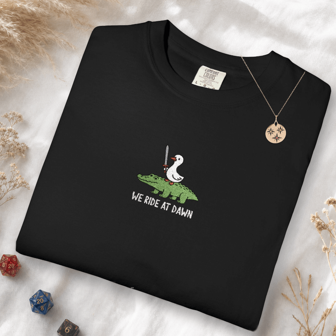 We Ride at Dawn Embroidery T-Shirt - Comfort Colors