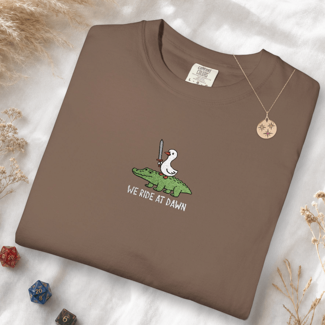 We Ride at Dawn Embroidery T-Shirt - Comfort Colors