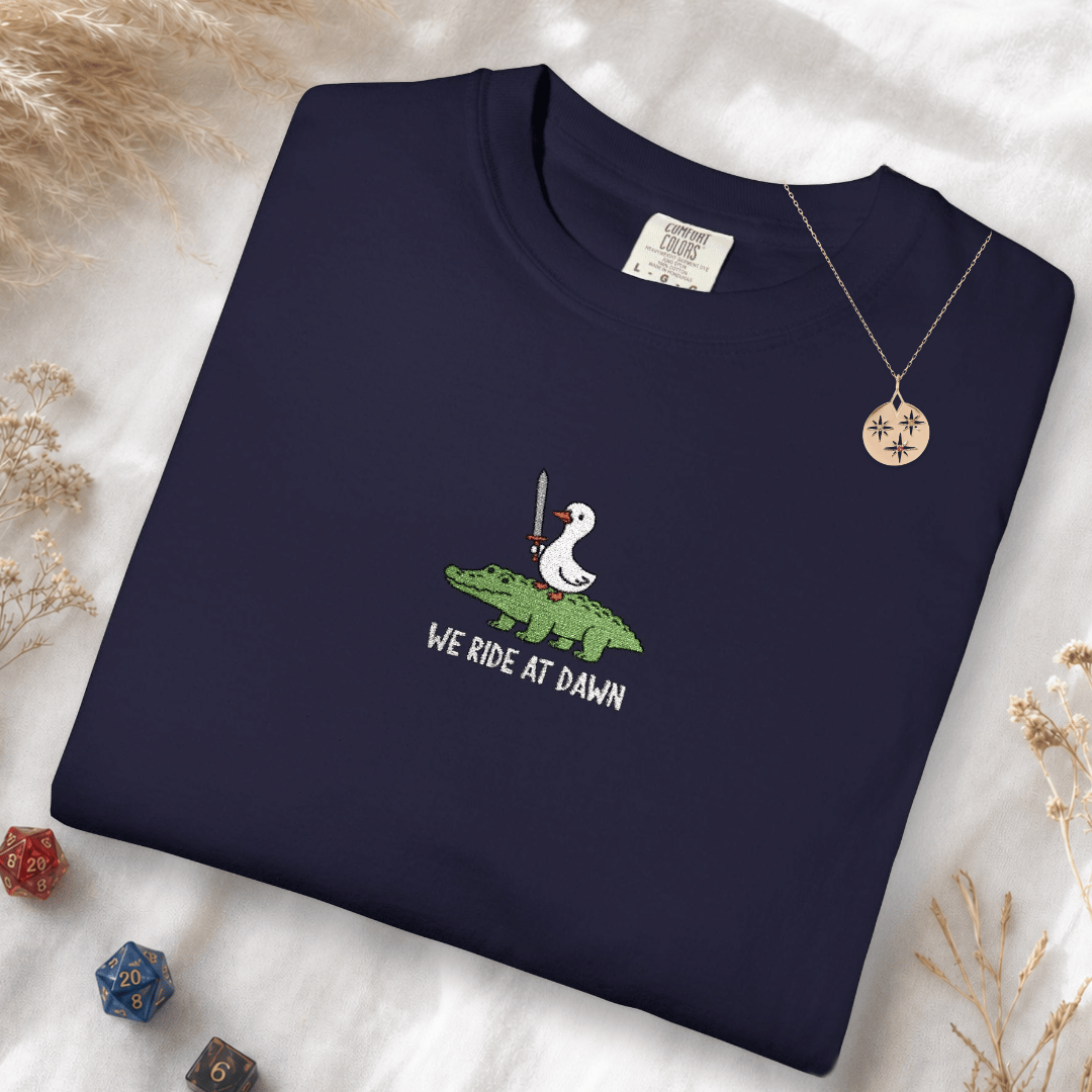 We Ride at Dawn Embroidery T-Shirt - Comfort Colors