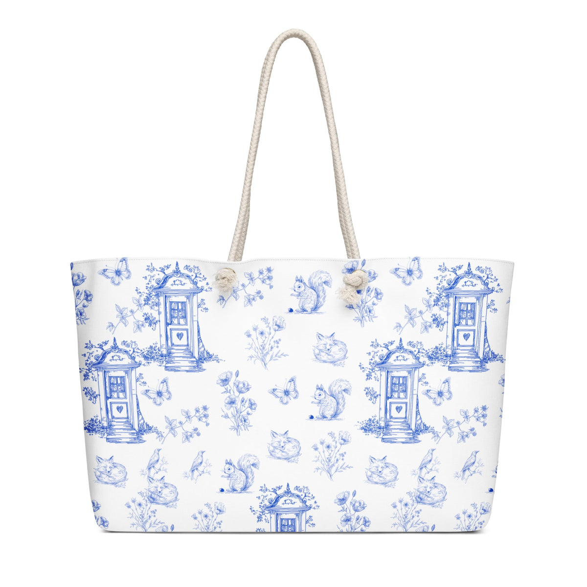 Vintage Blue Toile Oversized Weekender Bag