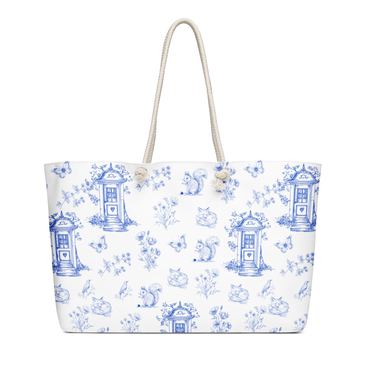 Vintage Blue Toile Oversized Weekender Bag