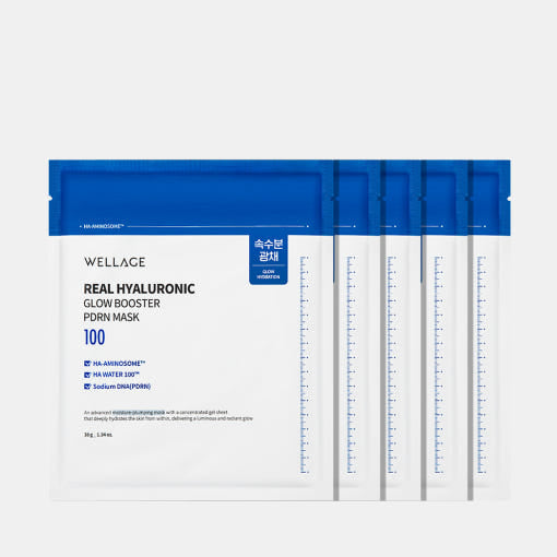 WELLAGE Real Hyaluronic Glow Booster PDRN Mask 38ml X 5ea