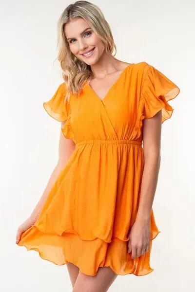 Dresses Trendsi White Birch Dress Women's Casual Short Sleeve Layered Woven Dress - USA Ship