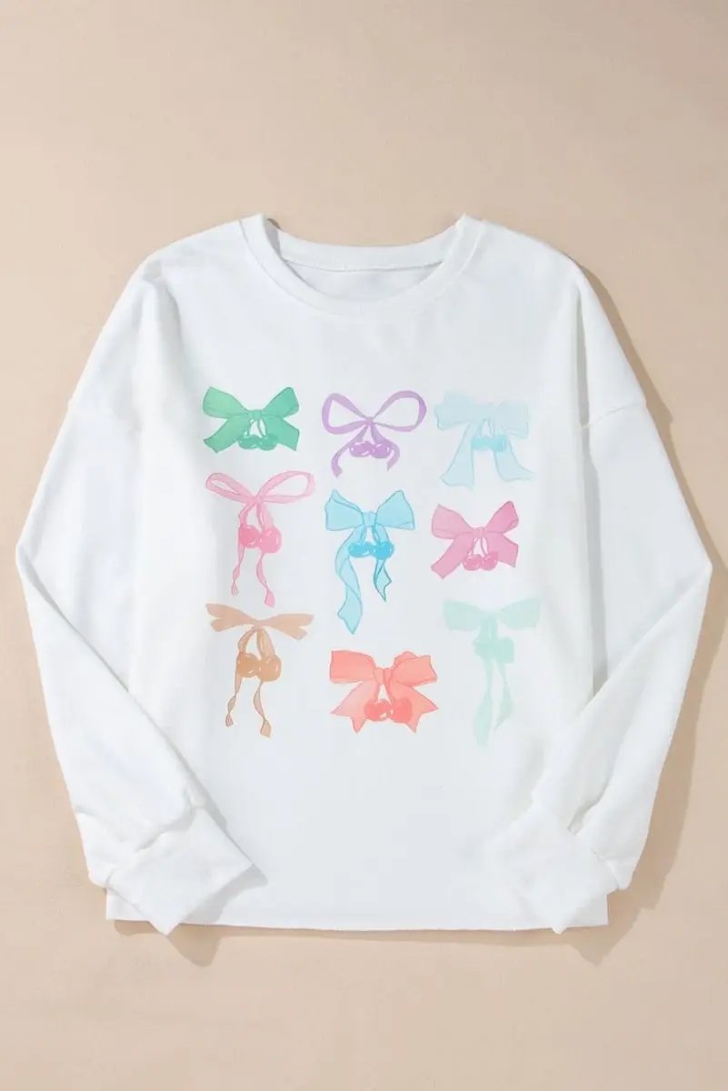 Accessories Love Salve Bowknot Sweatshirt Women's Daily Loose Fit Pullover Top - Soft & Casual