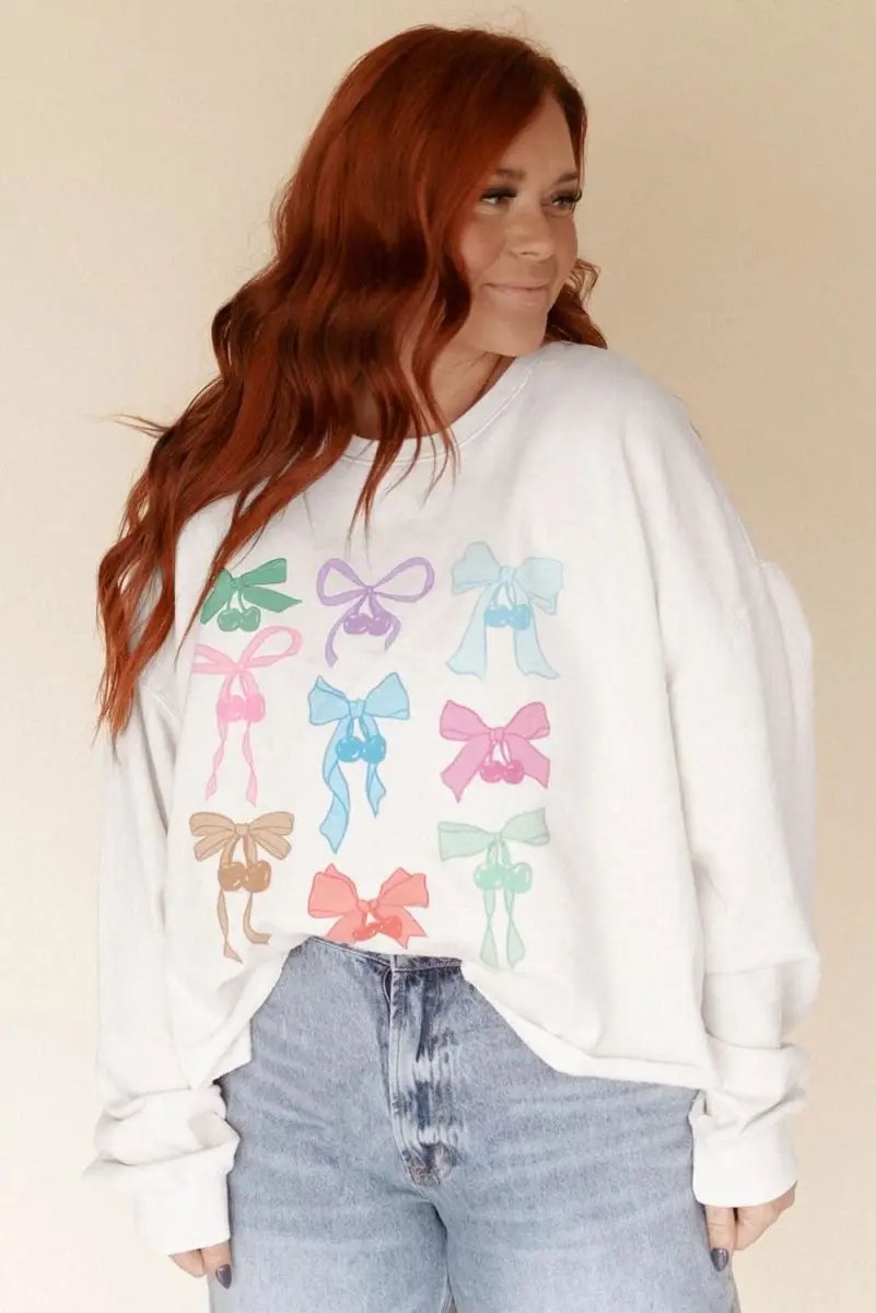 Accessories Love Salve Bowknot Sweatshirt Women's Daily Loose Fit Pullover Top - Soft & Casual