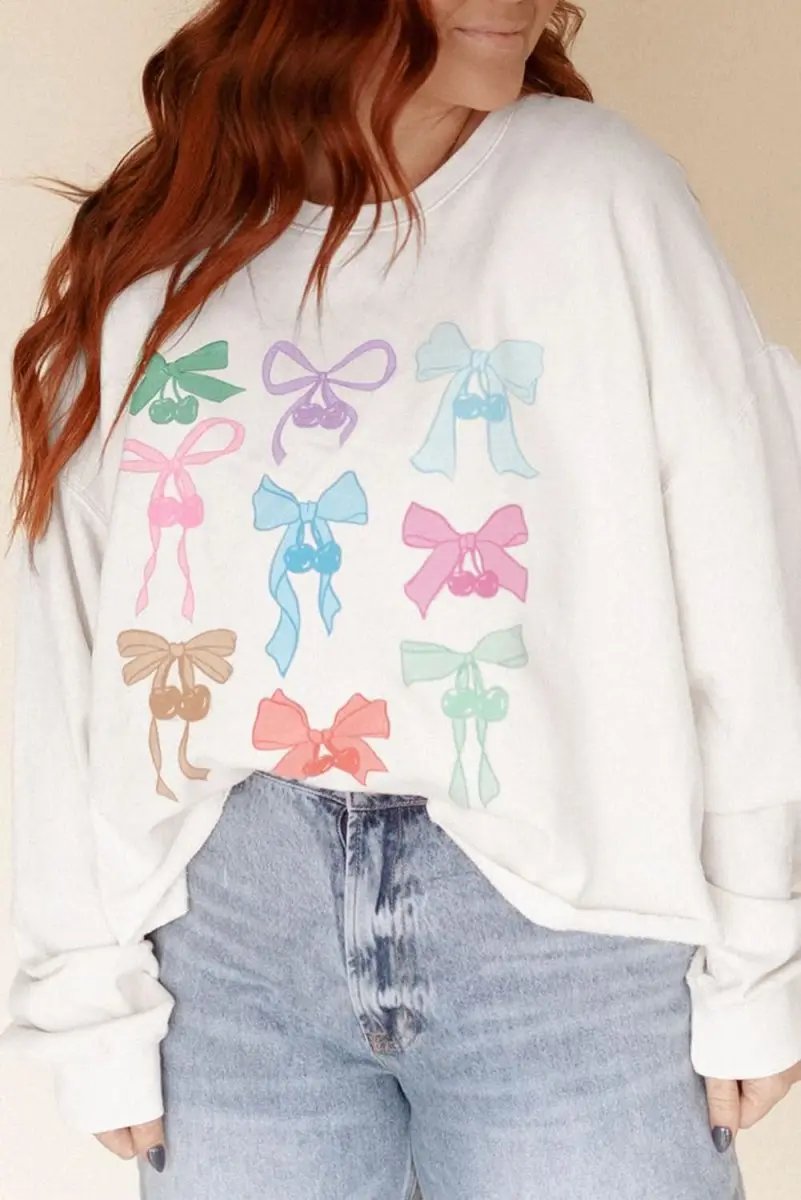 Accessories Love Salve Bowknot Sweatshirt Women's Daily Loose Fit Pullover Top - Soft & Casual