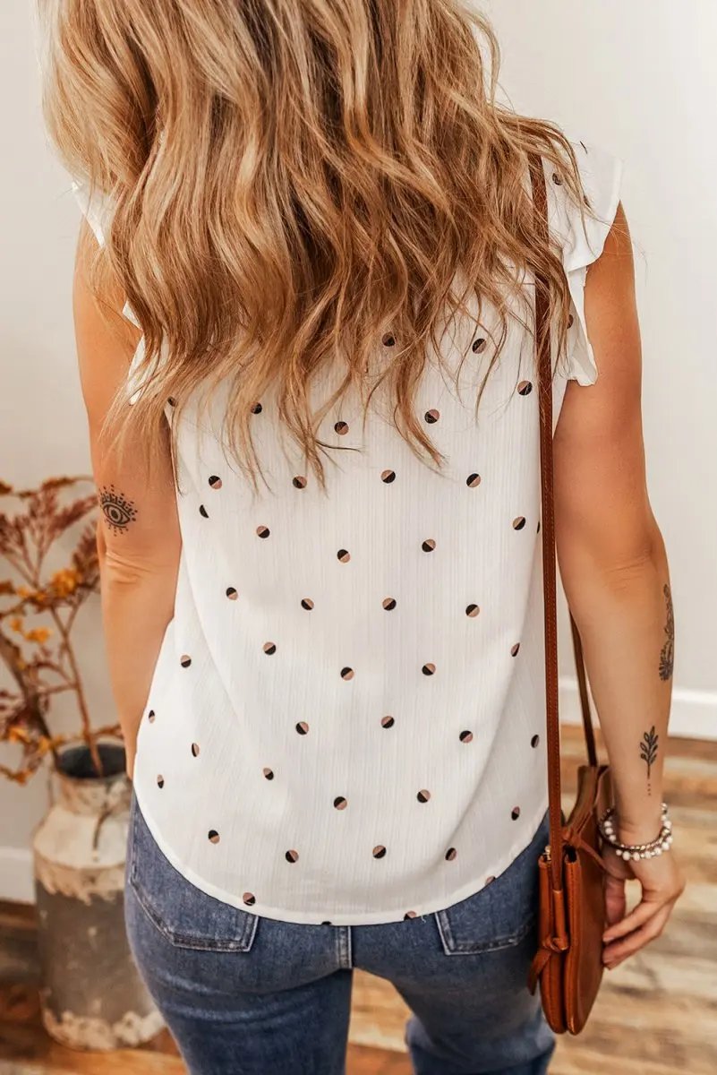 T-Shirts Love Salve Polka Dot Tank Women's Summer Casual Top Ruffled V-Neck Southern Belle Style