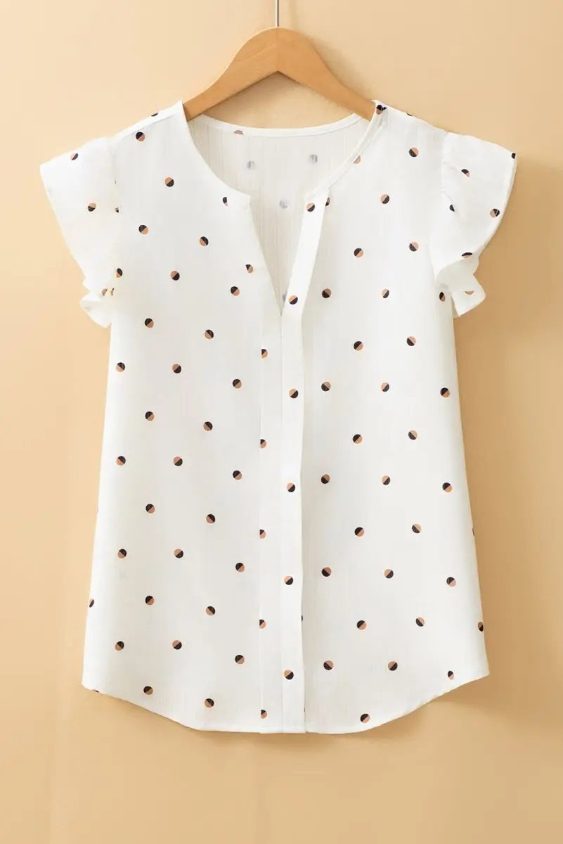 T-Shirts Love Salve Polka Dot Tank Women's Summer Casual Top Ruffled V-Neck Southern Belle Style