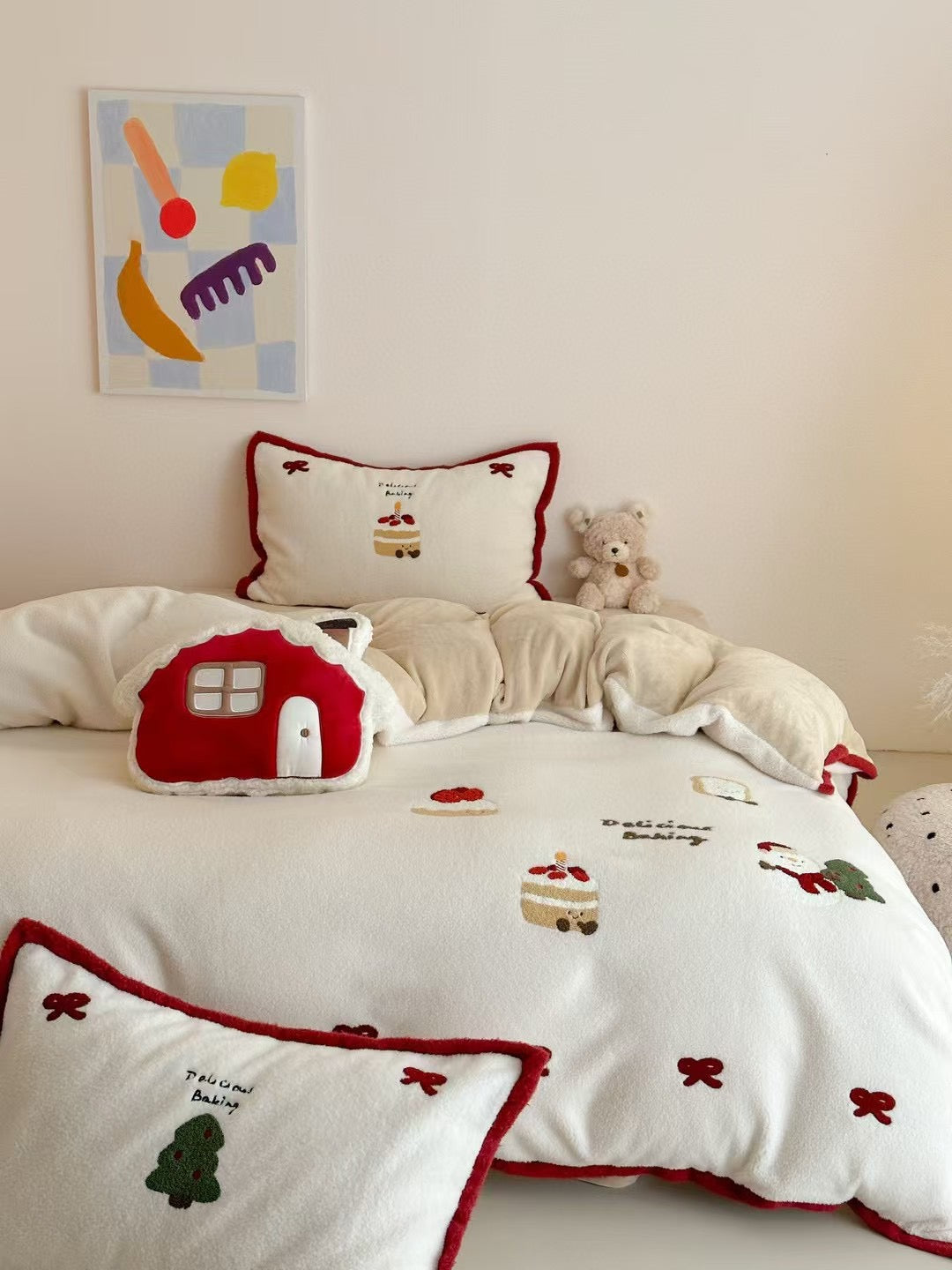 Red Bow Christmas Bedding Set