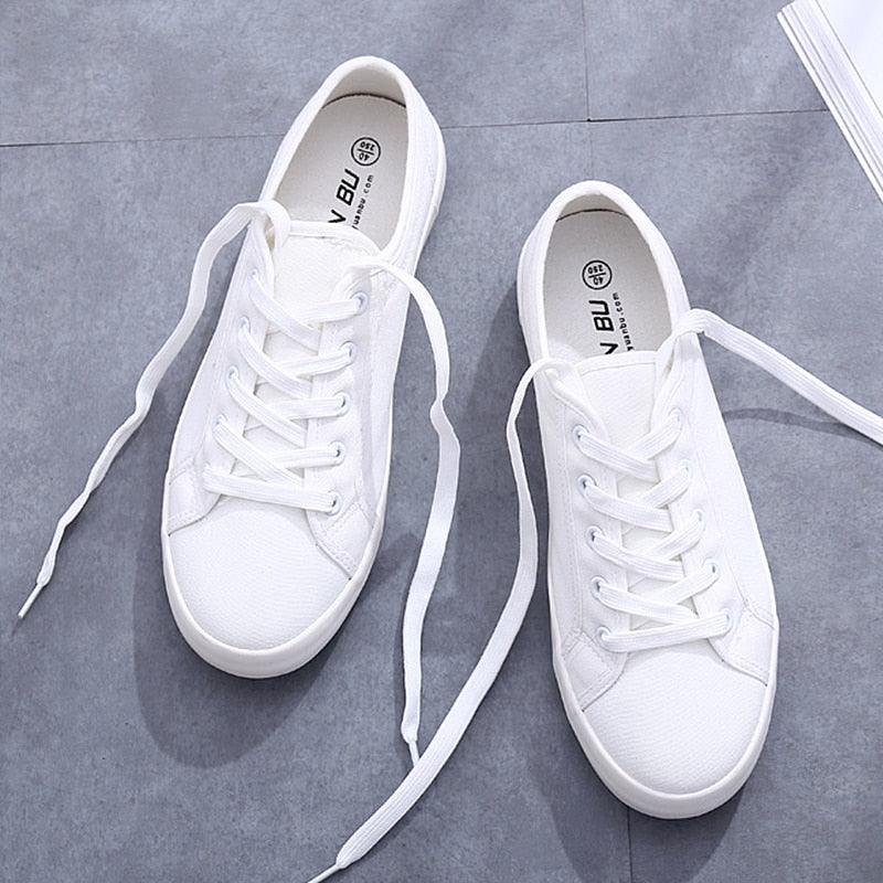 White Summer Womens Sneakers Trainers White Leather Canvas Shoes Tenis Classic Casual Cotton Slip On Canvas Comfortable Walking Flats Sneakers