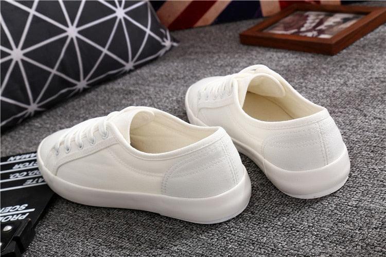 White Summer Womens Sneakers Trainers White Leather Canvas Shoes Tenis Classic Casual Cotton Slip On Canvas Comfortable Walking Flats Sneakers