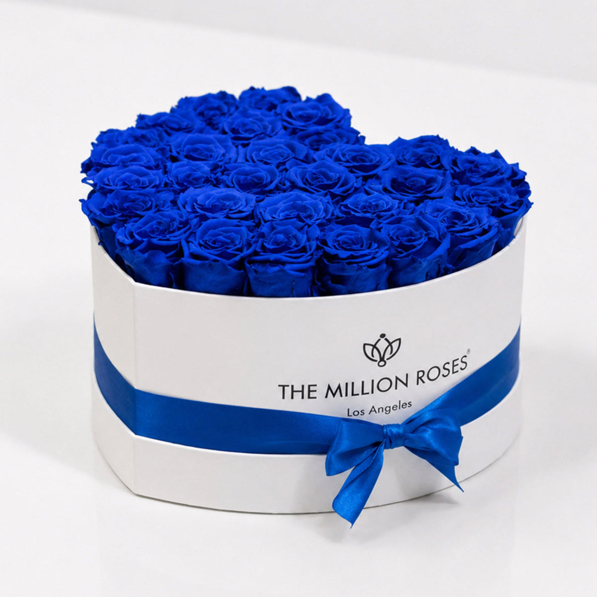 Caja Blanca Corazón | Rosas Azul Rey