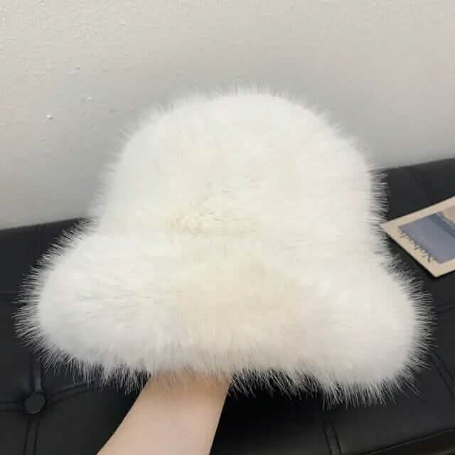 Wide Brim Fluffy Bucket Hat