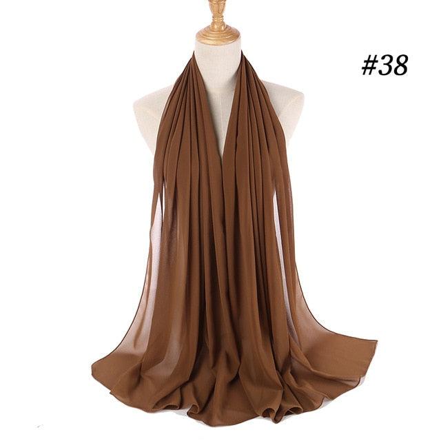 Winter Fashion Long Solid Color Soft Muslim Bubble Chiffon Hijab Scarf Shawls Hijab Elegant Scarf Wrap Lightweight Islamic Head Wear Escharpe Shawls Headband Wraps Lightweight Head Scarves Ladies Hijabs For  Women