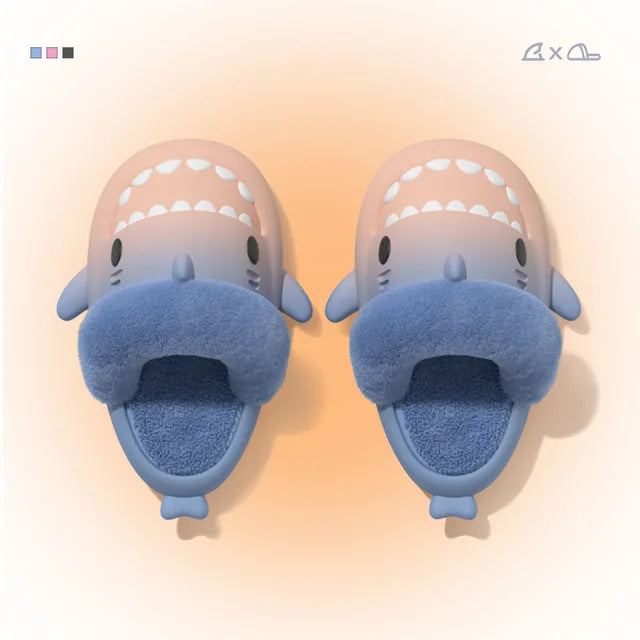 Winter Plush Shark Slippers Boys Men - # BOAA73410003
